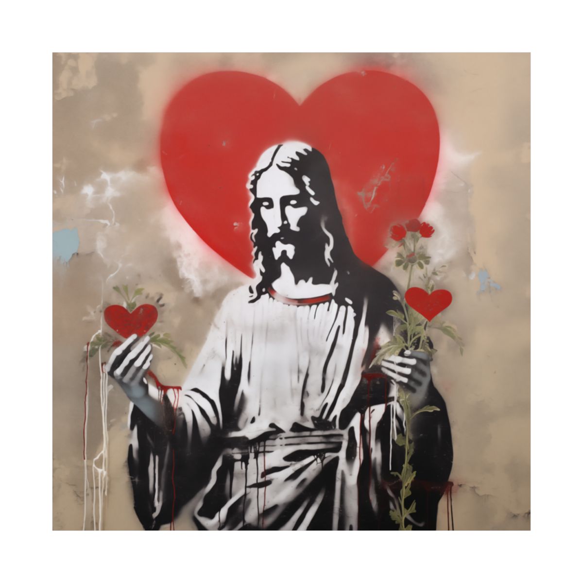 Blessed Heart Of Jesus | Street Art Style | Fine Art Print