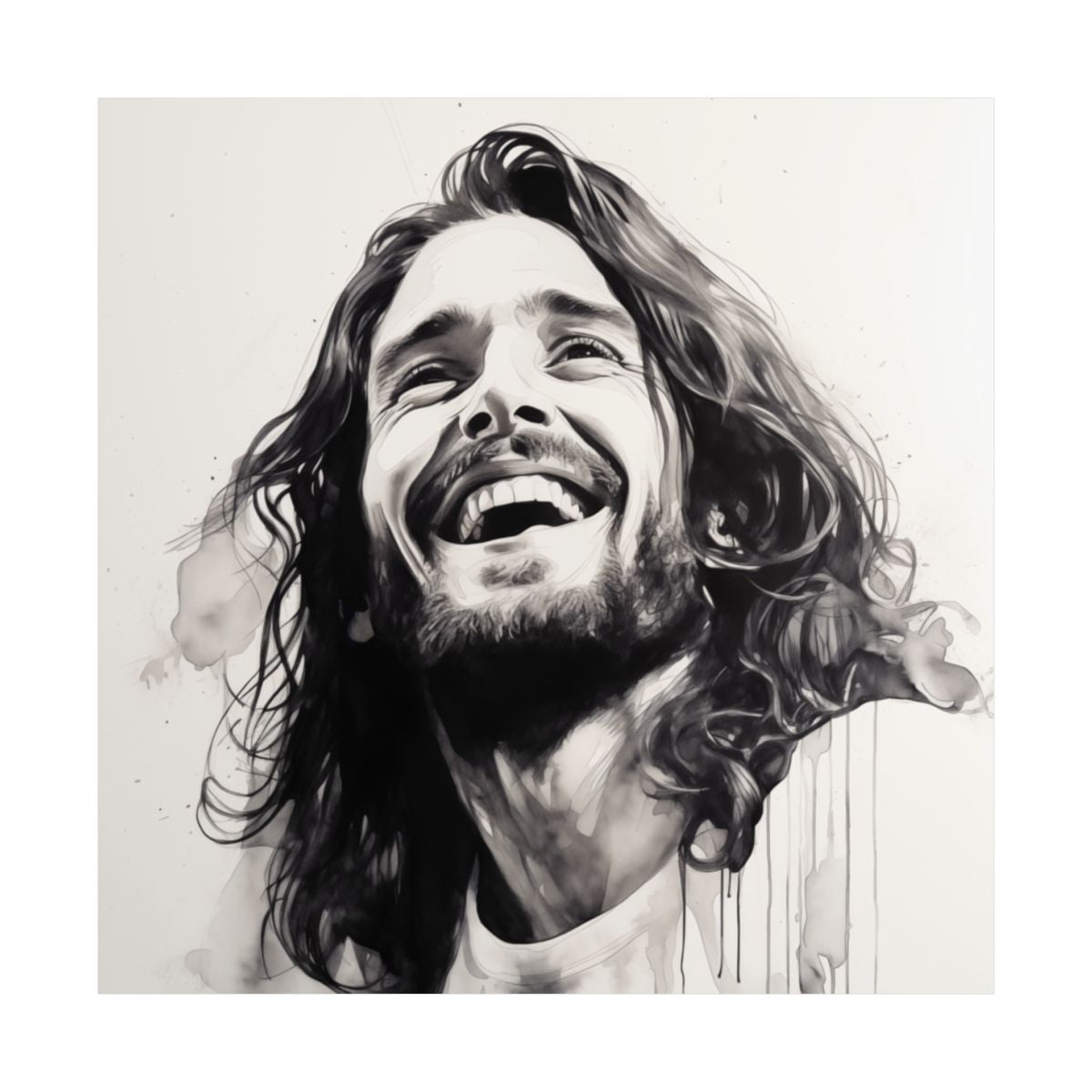 “Boundless Joy” – Black and White Ink-Style Jesus Art Print