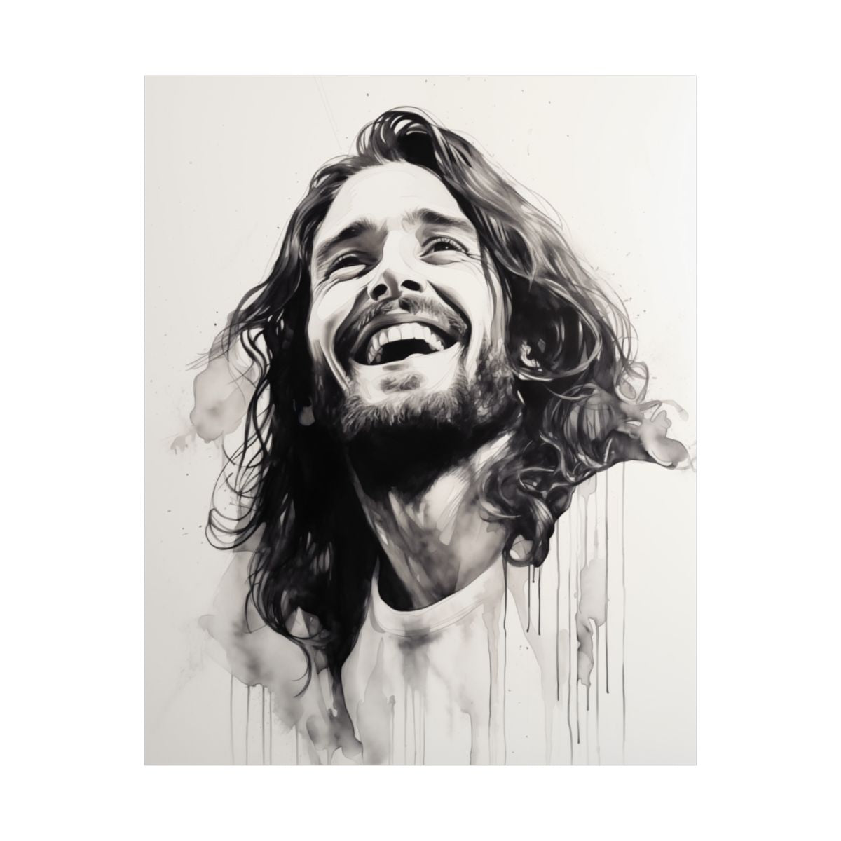 “Boundless Joy” – Black and White Ink-Style Jesus Art Print