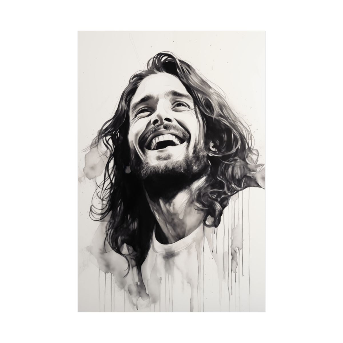 “Boundless Joy” – Black and White Ink-Style Jesus Art Print