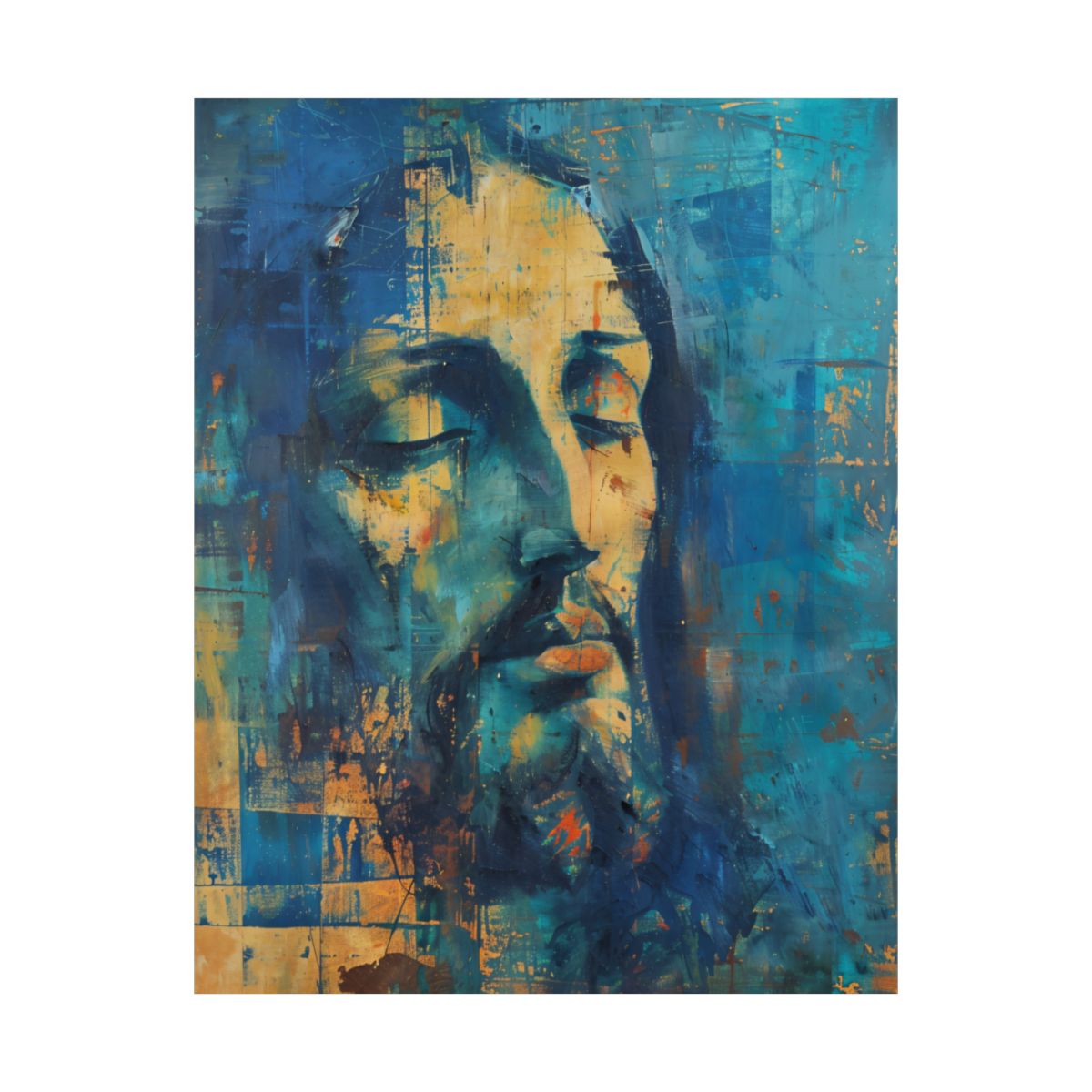 "Christ In Blue" - Midcentury Modern Style Christian Art