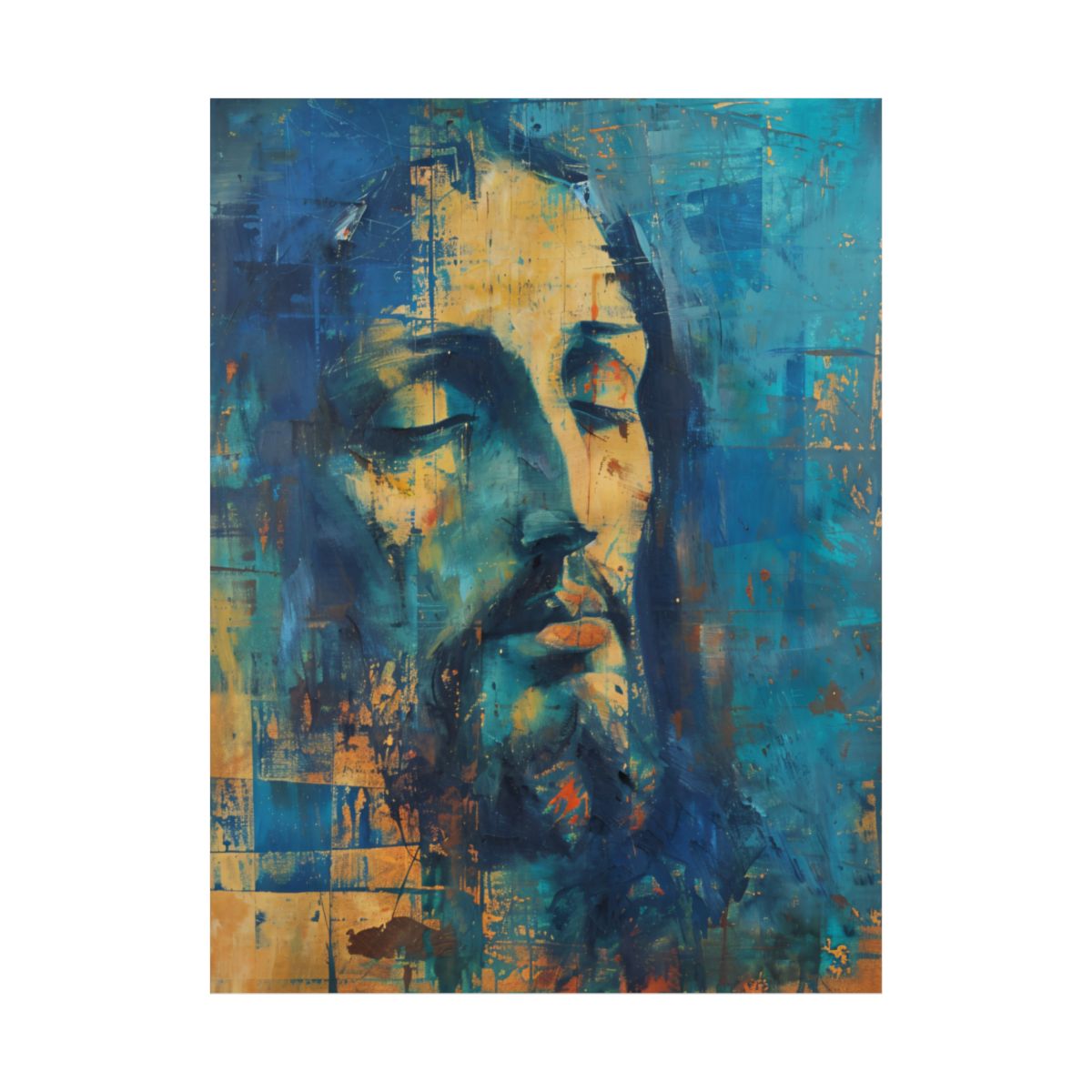 "Christ In Blue" - Midcentury Modern Style Christian Art