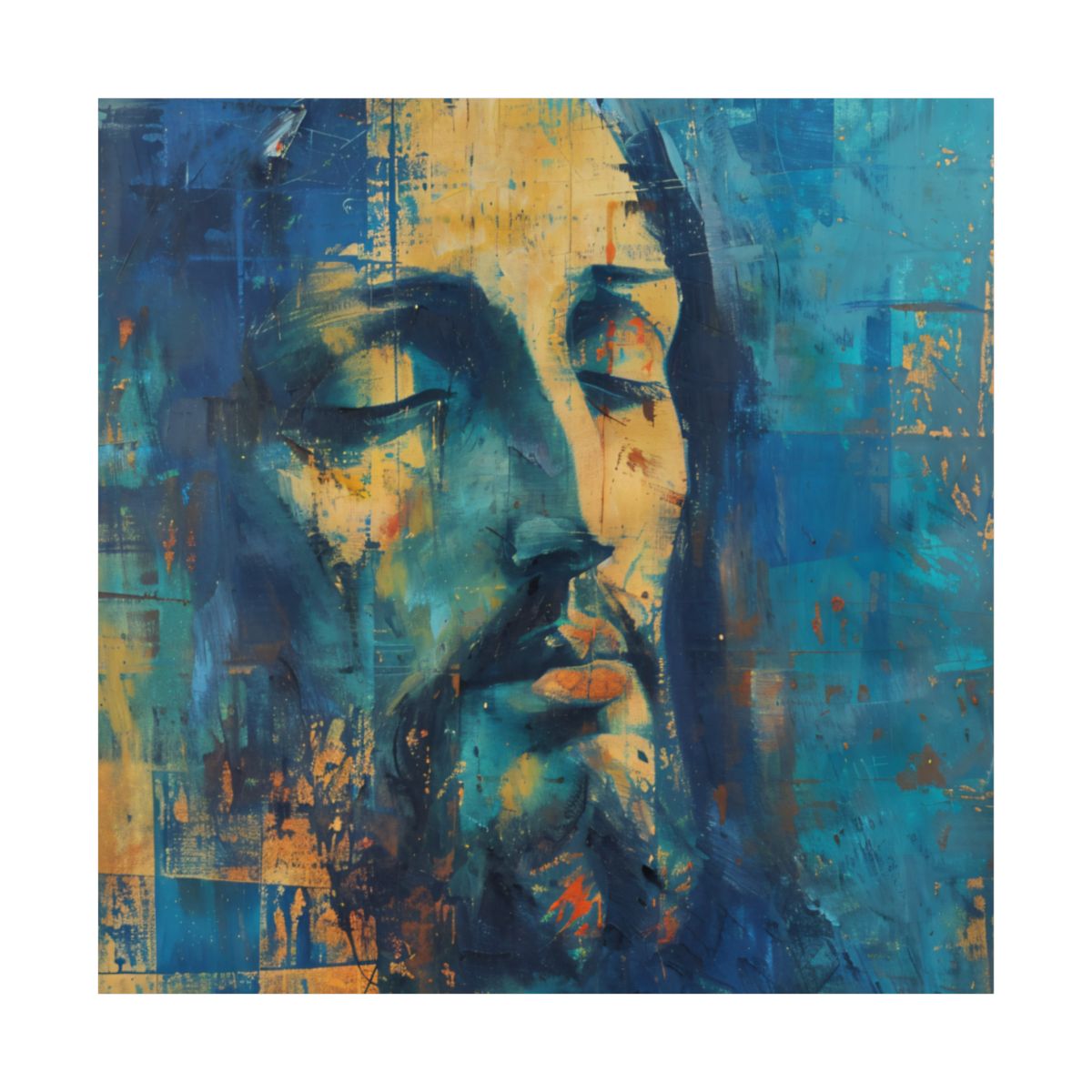 "Christ In Blue" - Midcentury Modern Style Christian Art