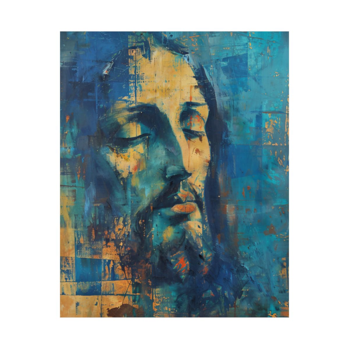 "Christ In Blue" - Midcentury Modern Style Christian Art