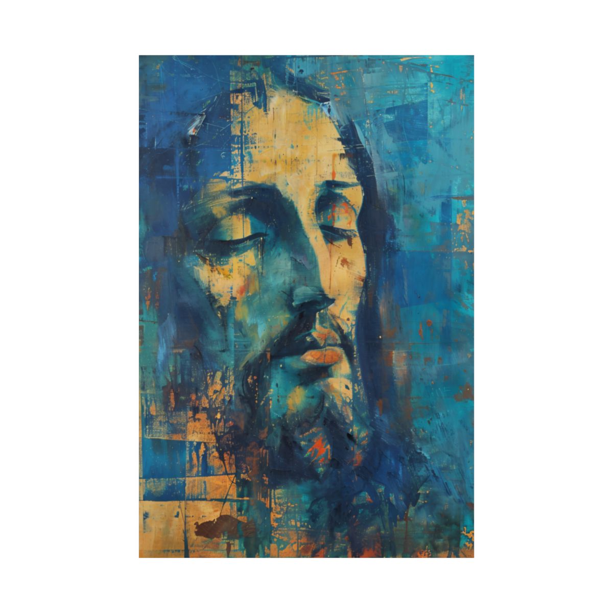 "Christ In Blue" - Midcentury Modern Style Christian Art