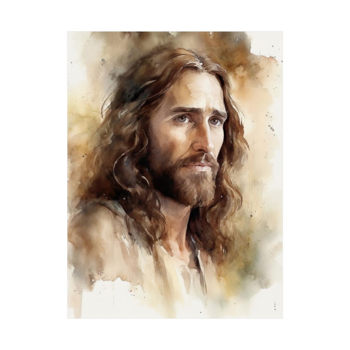 "The Compassionate Christ" – Watercolor-Style Christian Wall Art Print