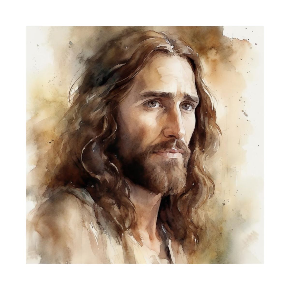 "The Compassionate Christ" – Watercolor-Style Christian Wall Art Print