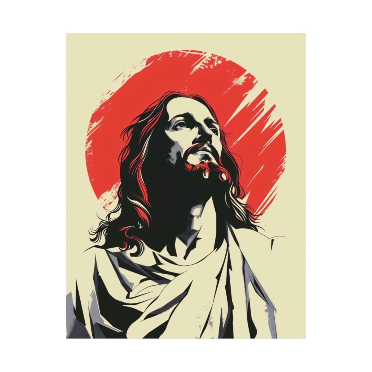 “Crimson Light” – Modern Graphic Jesus Art Print