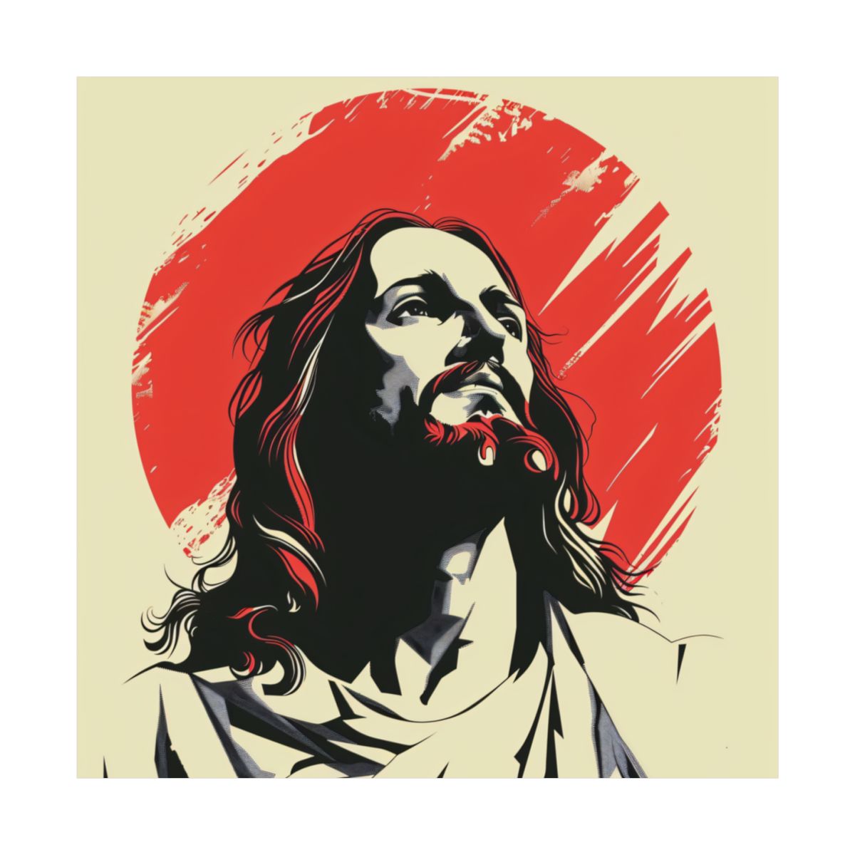 “Crimson Light” – Modern Graphic Jesus Art Print