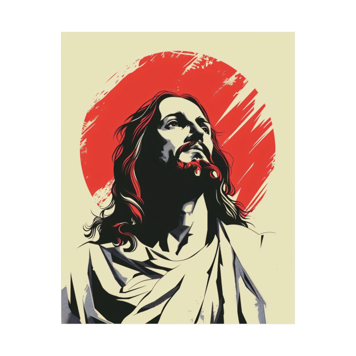 “Crimson Light” – Modern Graphic Jesus Art Print