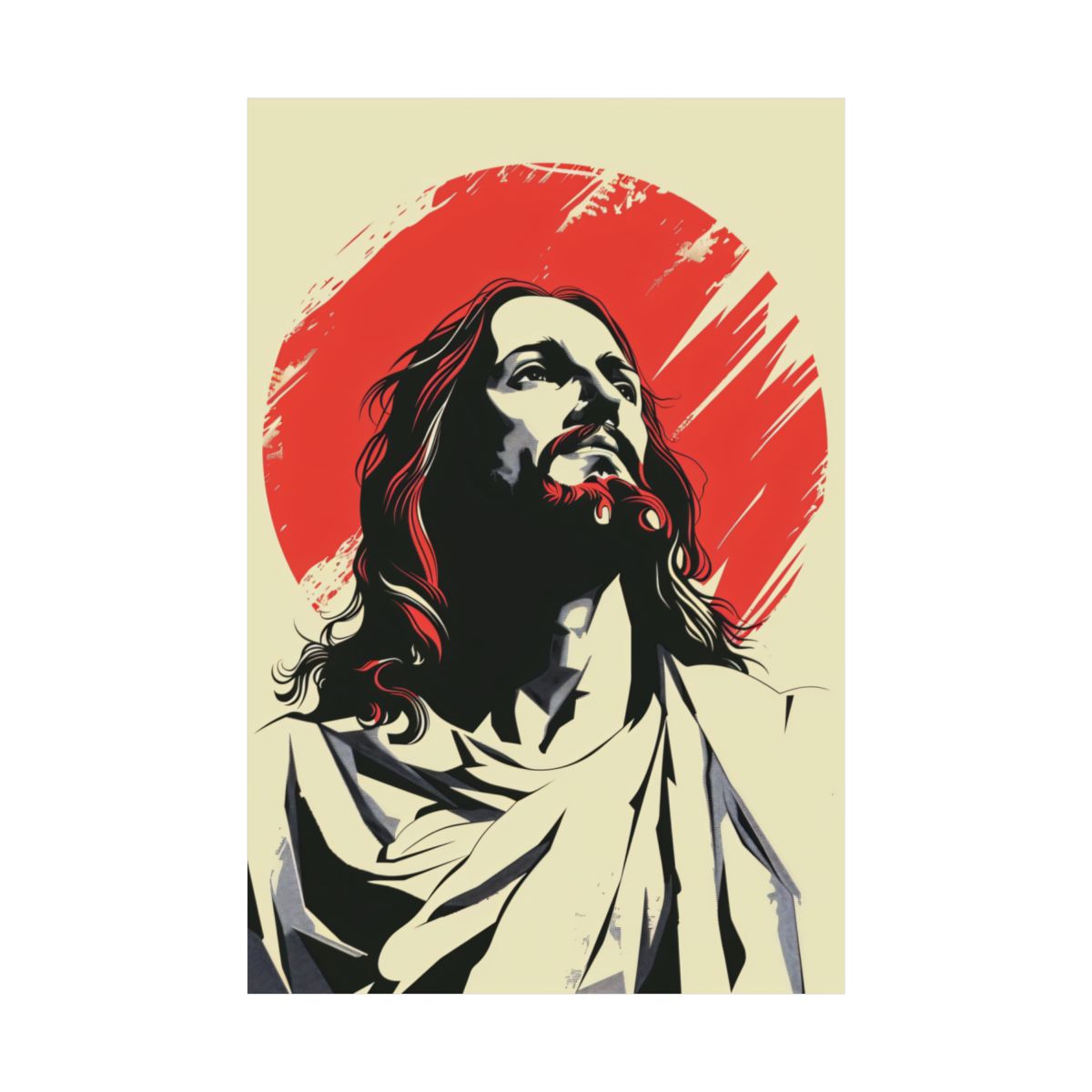 “Crimson Light” – Modern Graphic Jesus Art Print