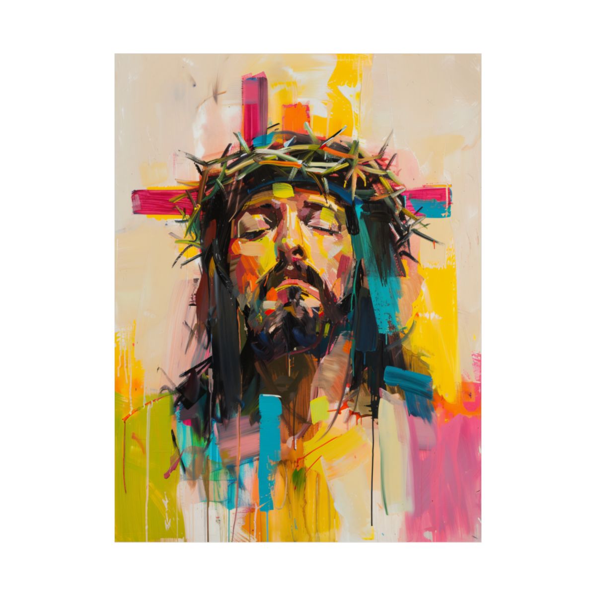 "Crown Of Glory" – Colorful Abstract Jesus Art Print