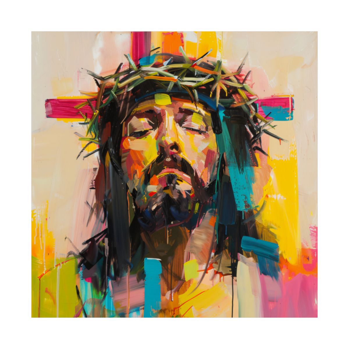 "Crown Of Glory" – Colorful Abstract Jesus Art Print