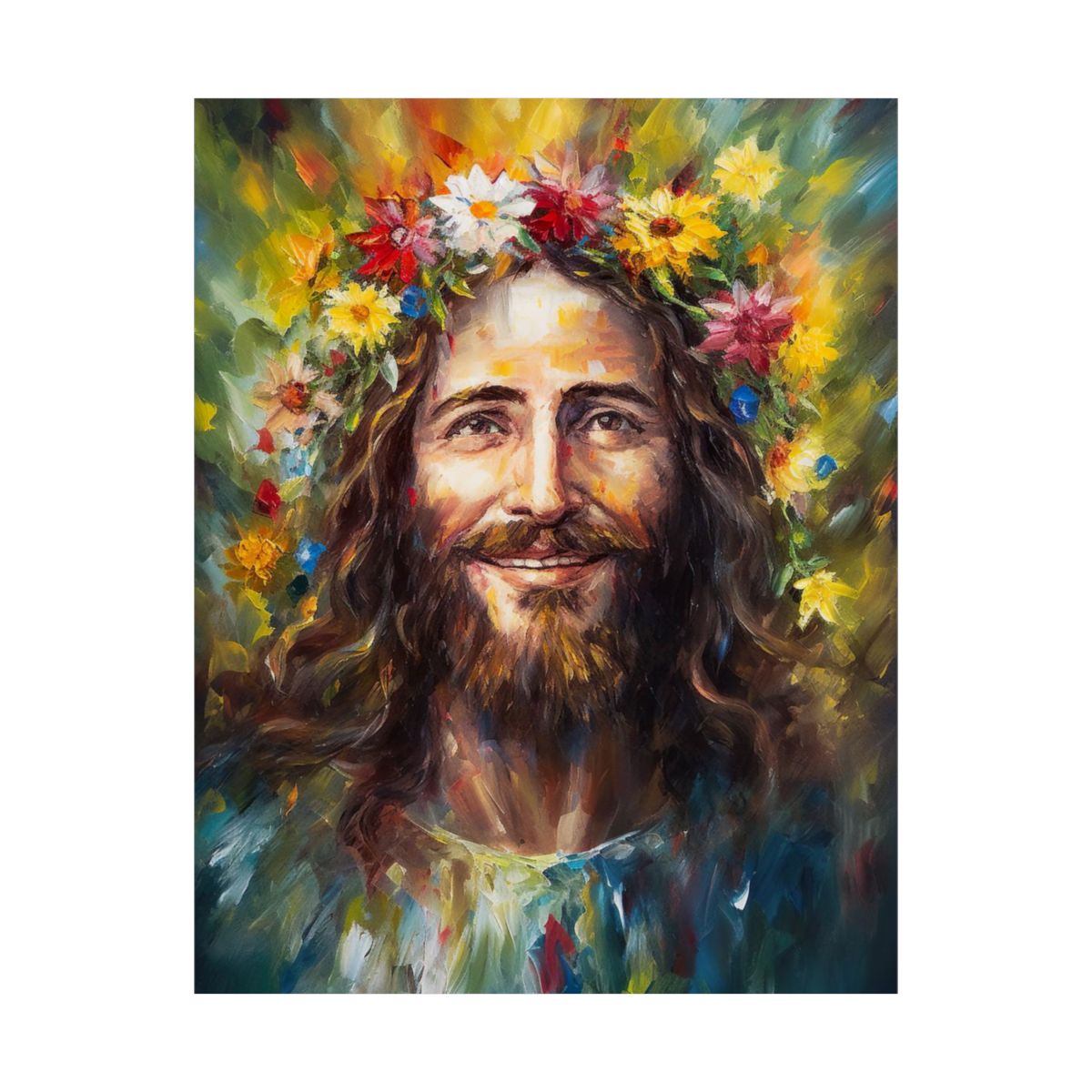 "Crown of Blossoms" – Boho Eclectic Christian Wall Art Print