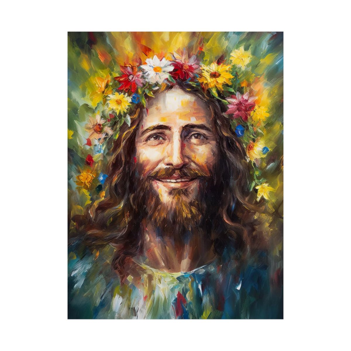 "Crown of Blossoms" – Boho Eclectic Christian Wall Art Print