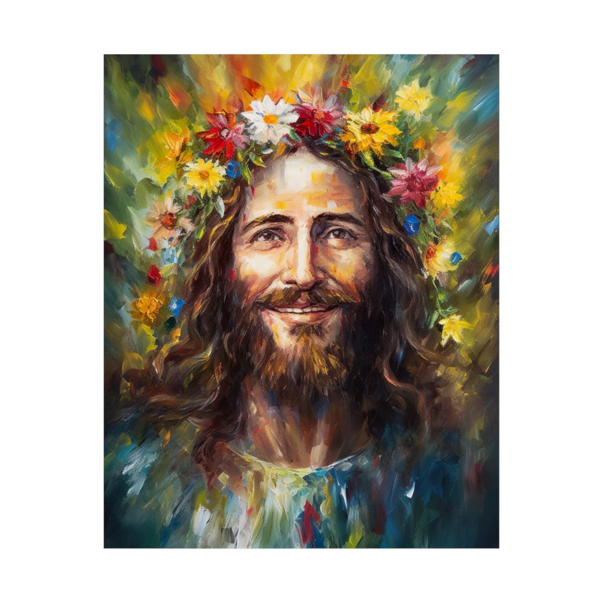 "Crown of Blossoms" – Boho Eclectic Christian Wall Art Print