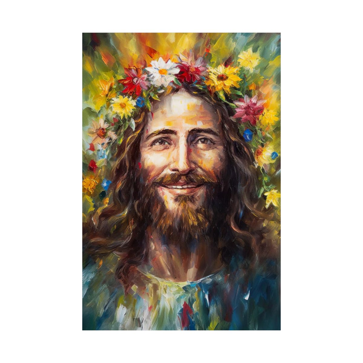 "Crown of Blossoms" – Boho Eclectic Christian Wall Art Print