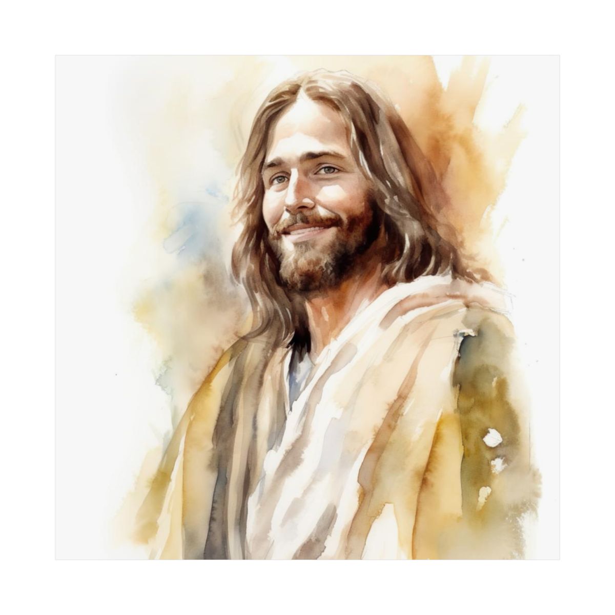 "Gentle Savior" – Watercolor-Style Portrait of Jesus