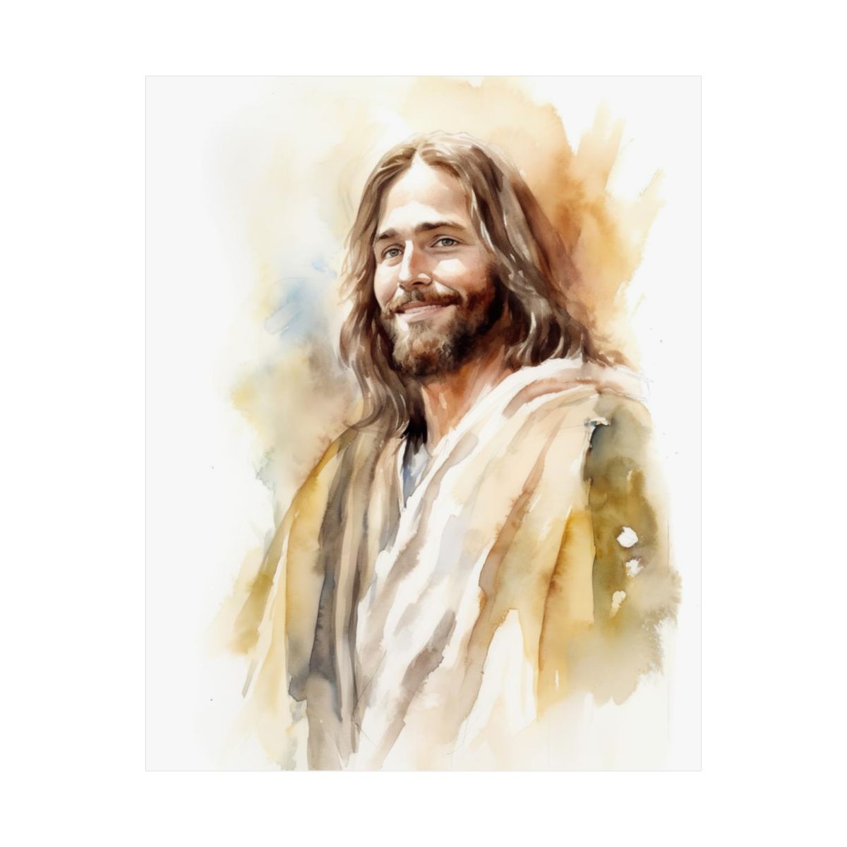 "Gentle Savior" – Watercolor-Style Portrait of Jesus