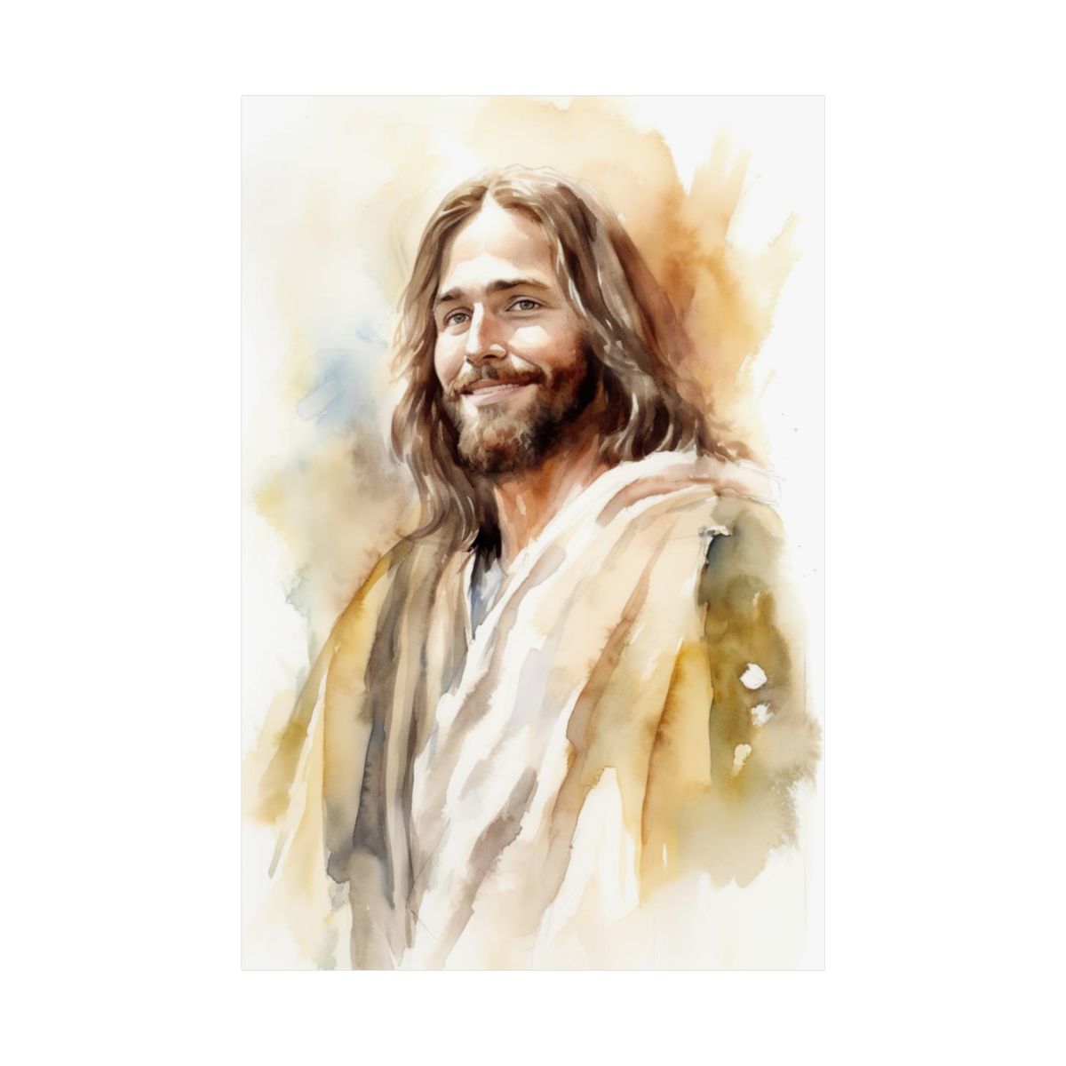 "Gentle Savior" – Watercolor-Style Portrait of Jesus
