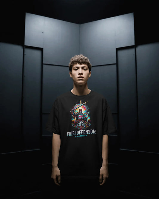 Fidei Defensor - In His Service Christian Knight T-Shirt