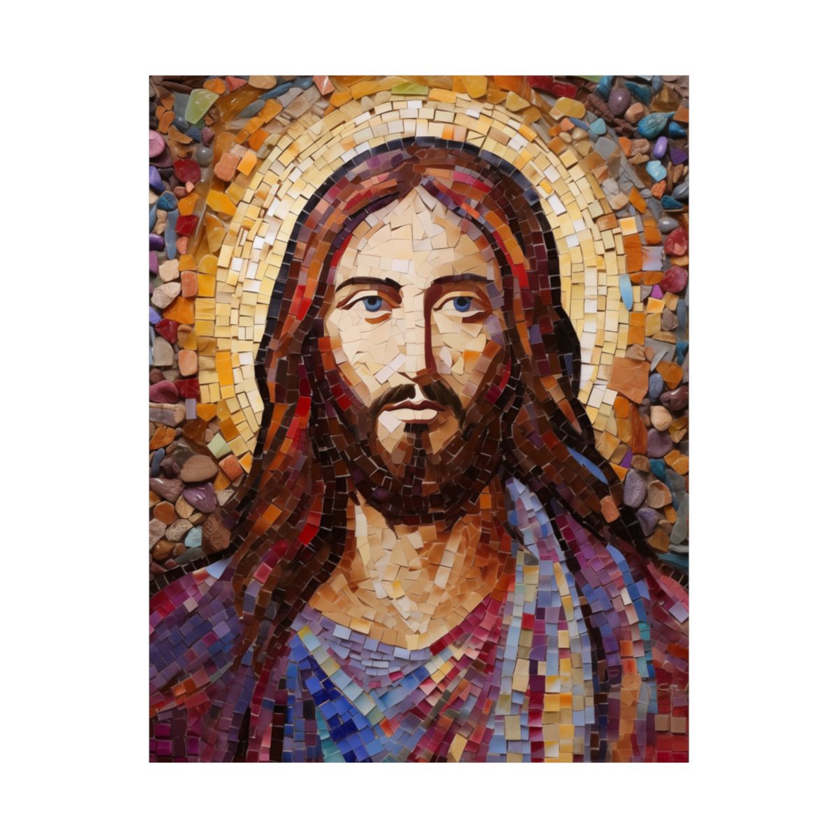 "Jesus Christ Mosaic" - Byzantine-Style Christian Art Print