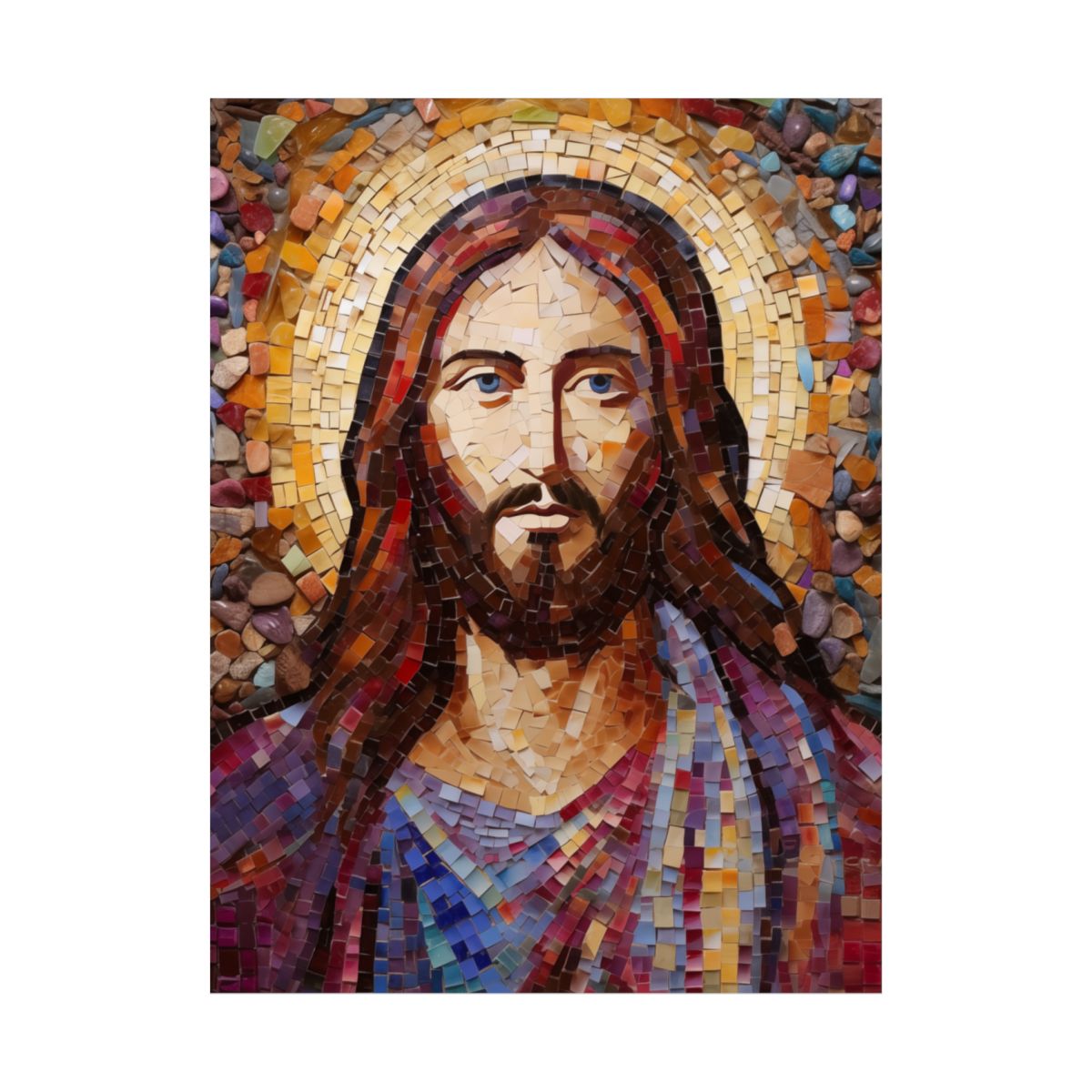 "Jesus Christ Mosaic" - Byzantine-Style Christian Art Print
