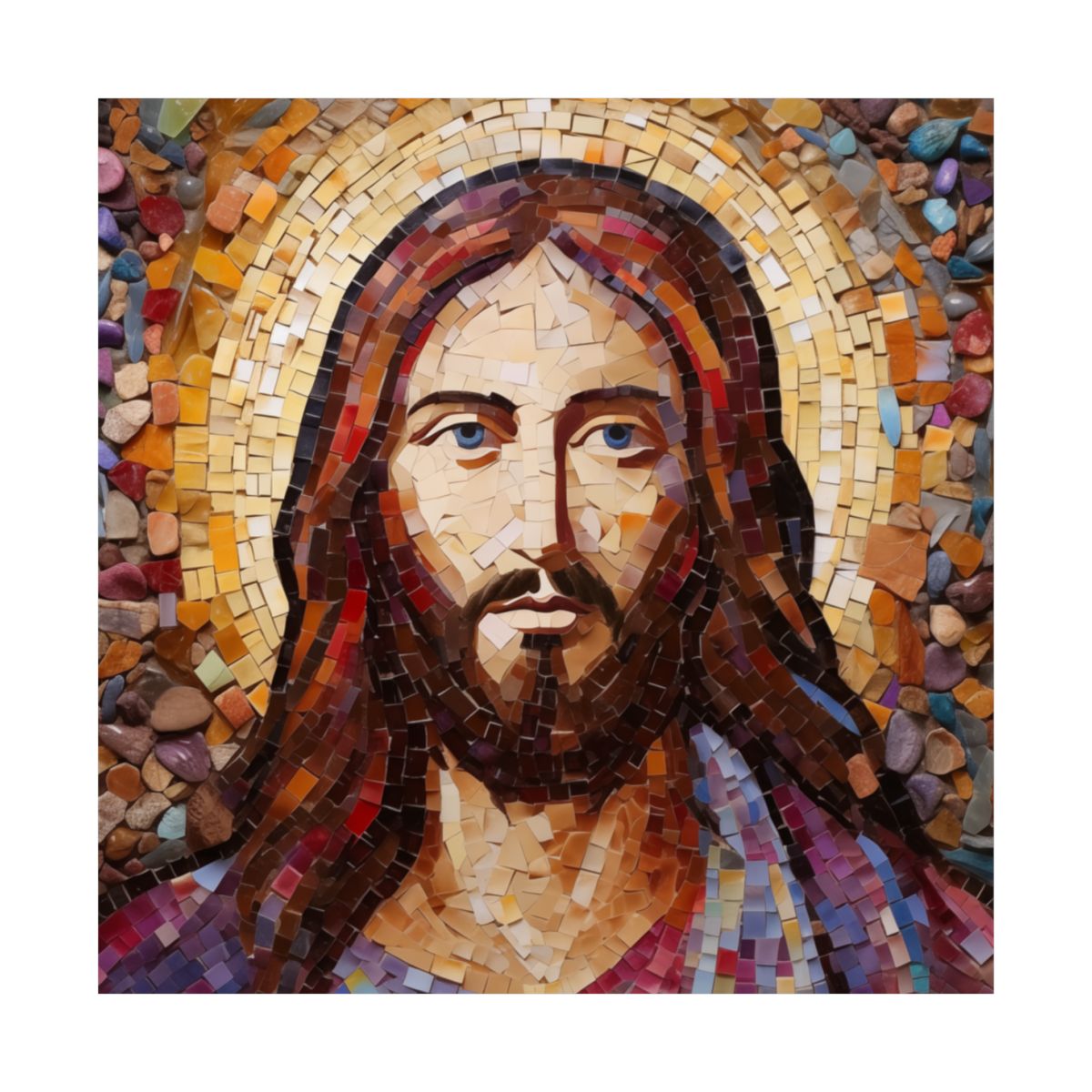 "Jesus Christ Mosaic" - Byzantine-Style Christian Art Print