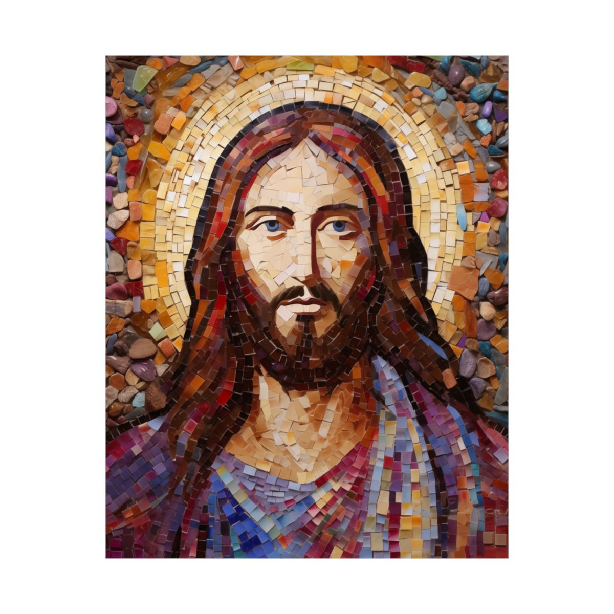 "Jesus Christ Mosaic" - Byzantine-Style Christian Art Print