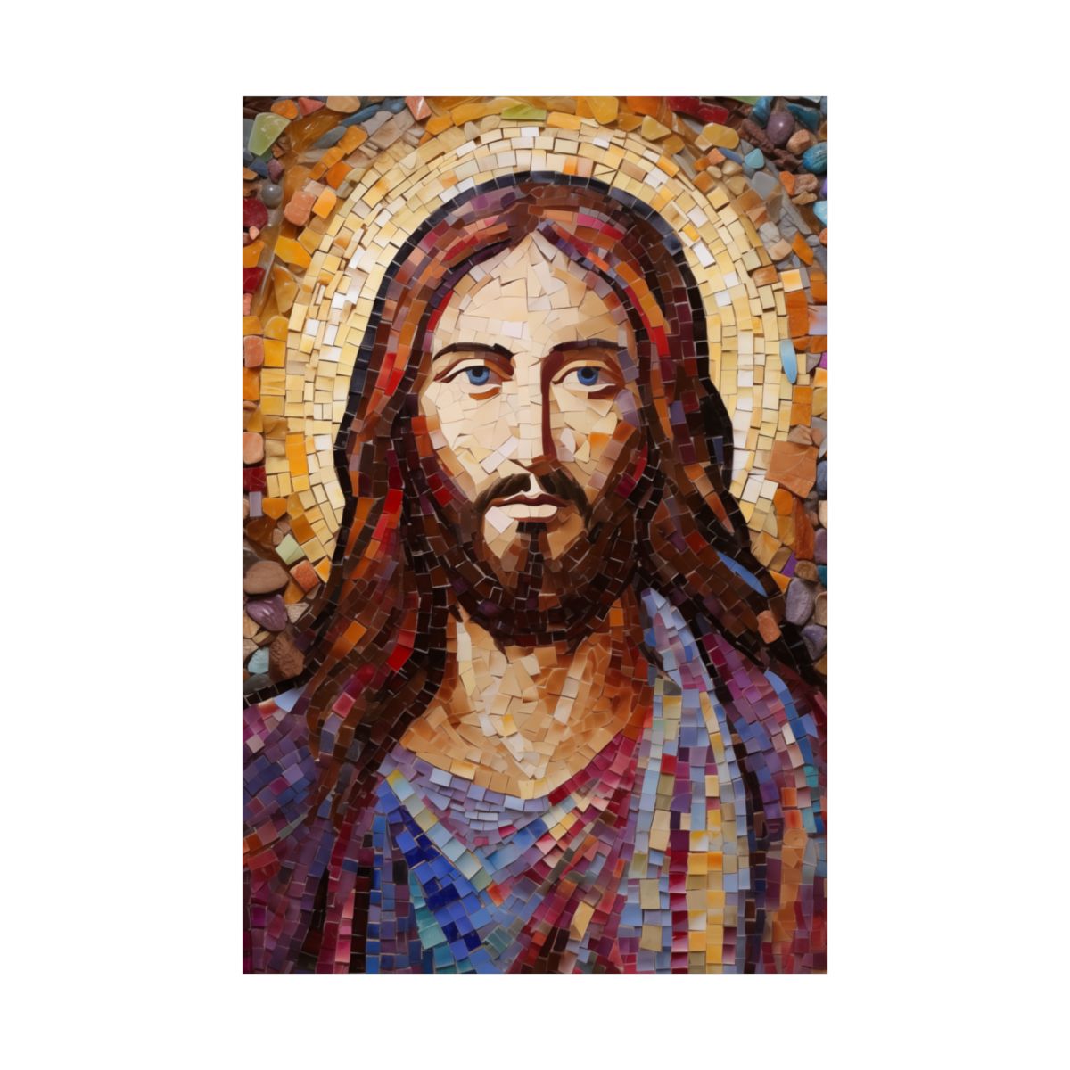 "Jesus Christ Mosaic" - Byzantine-Style Christian Art Print
