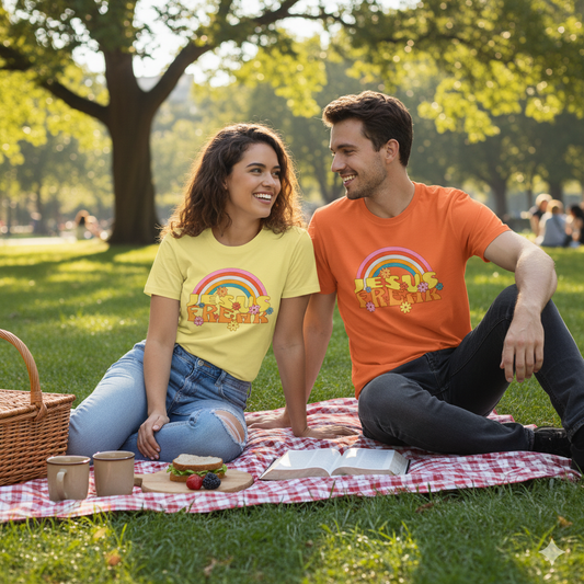 Jesus Freak 70s Retro Rainbow Christian T-Shirt