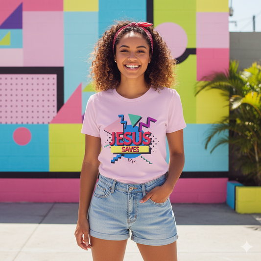 Jesus Saves - 90s Style Christian T-Shirt