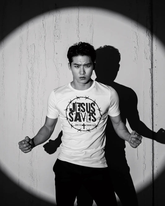 Jesus Saves 90s Grunge Style Christian T-Shirt With John 3:16 & Romans 10:9