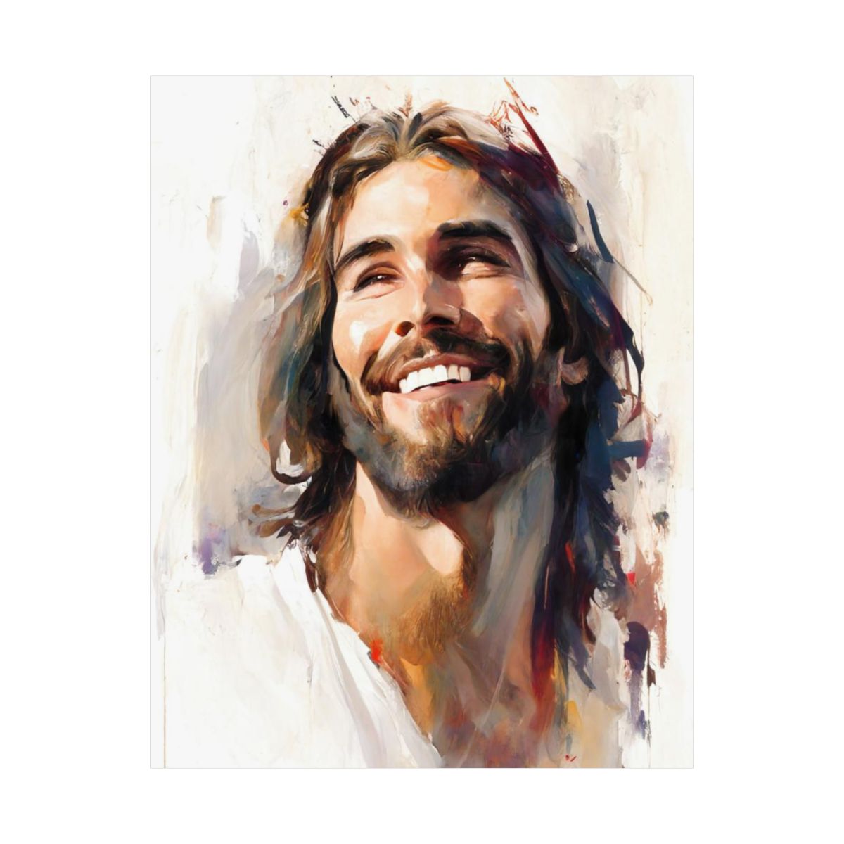 "Jesus Smiling" - Watercolor-style Portrait