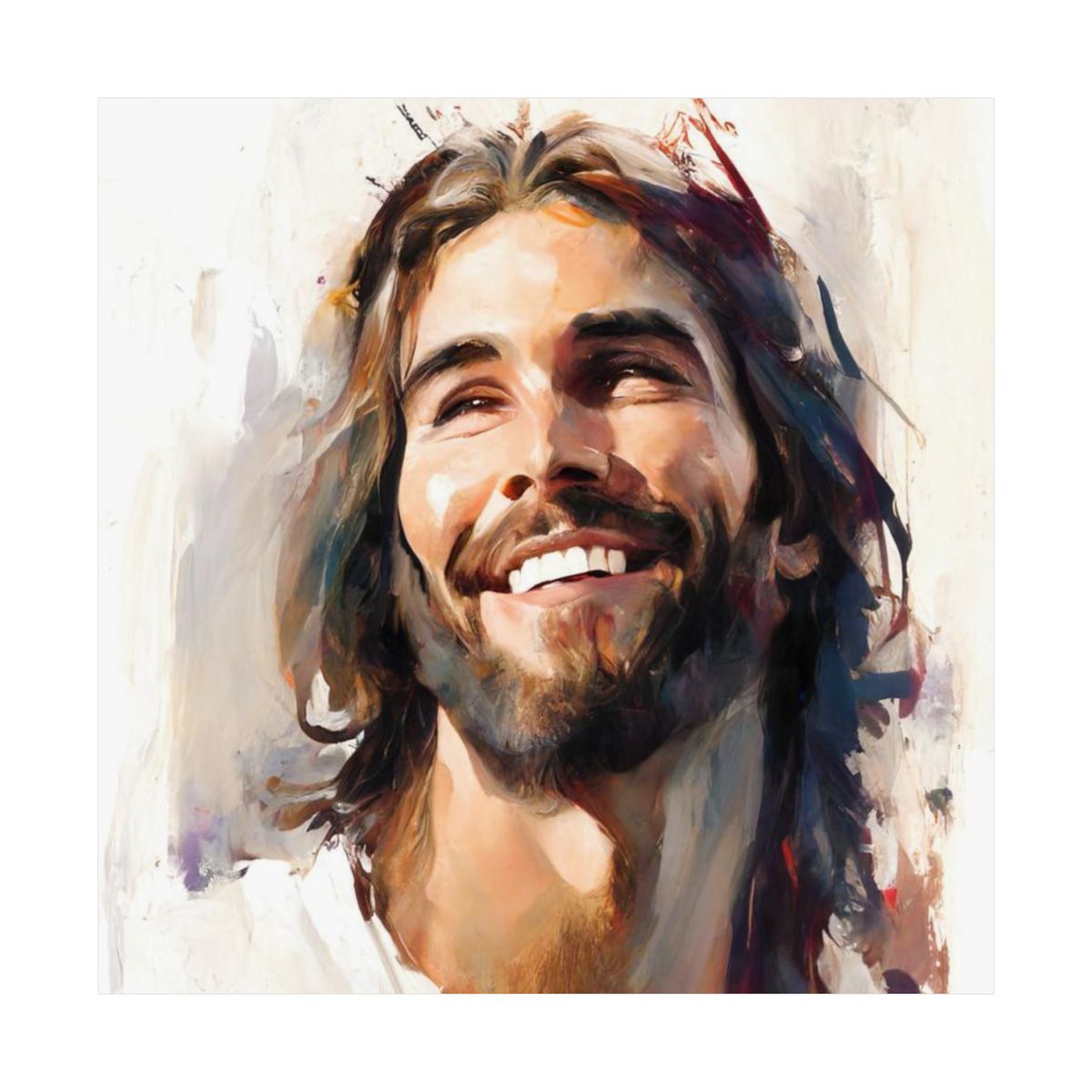 Jesus Smiling | Watercolor Style | Fine Art Print