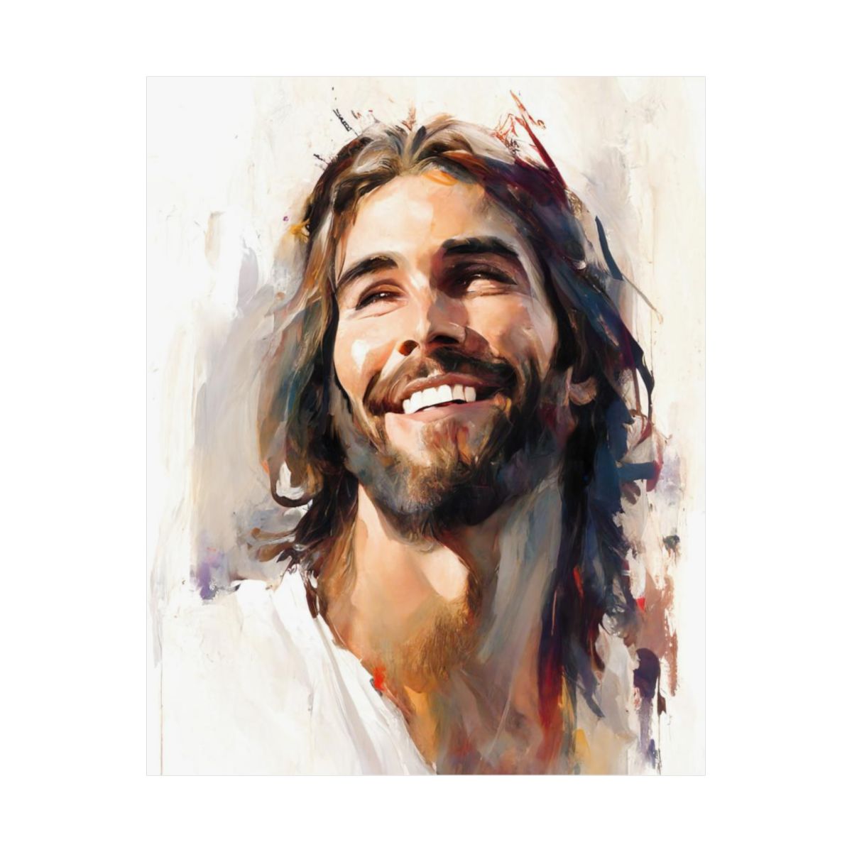 "Jesus Smiling" - Watercolor-style Portrait