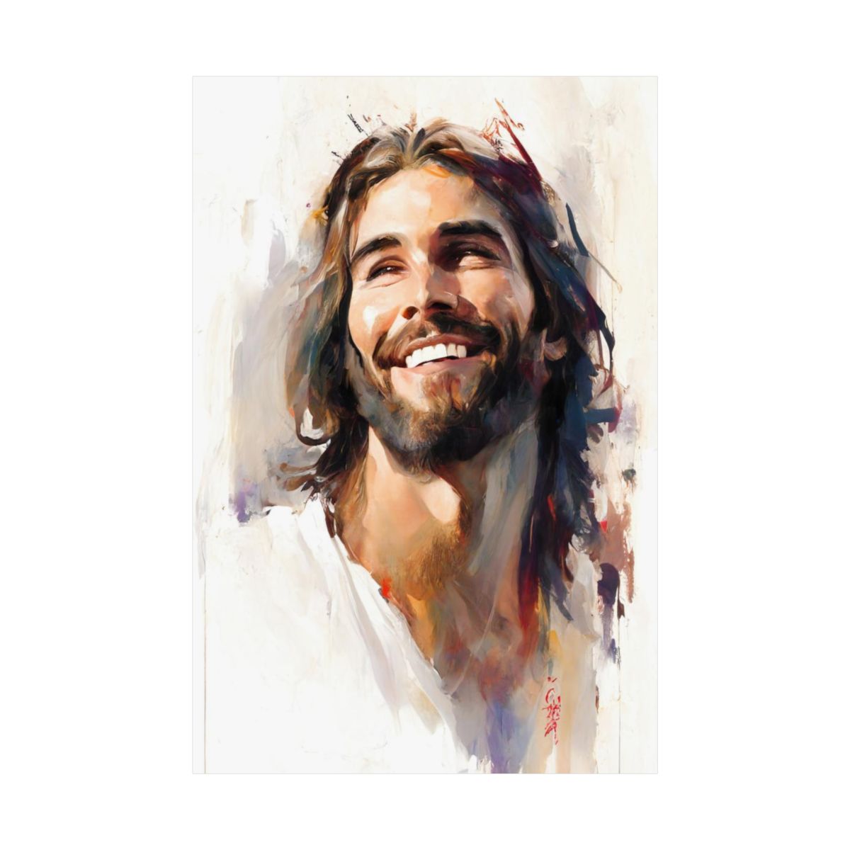 "Jesus Smiling" - Watercolor-style Portrait