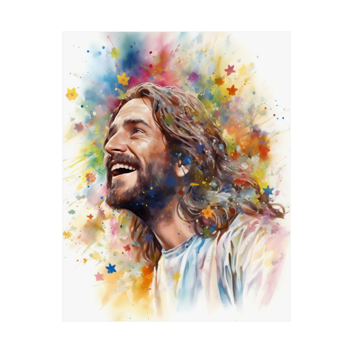 “Our Joyful Savior Jesus Laughing" - Colorful Sunday School Art Print