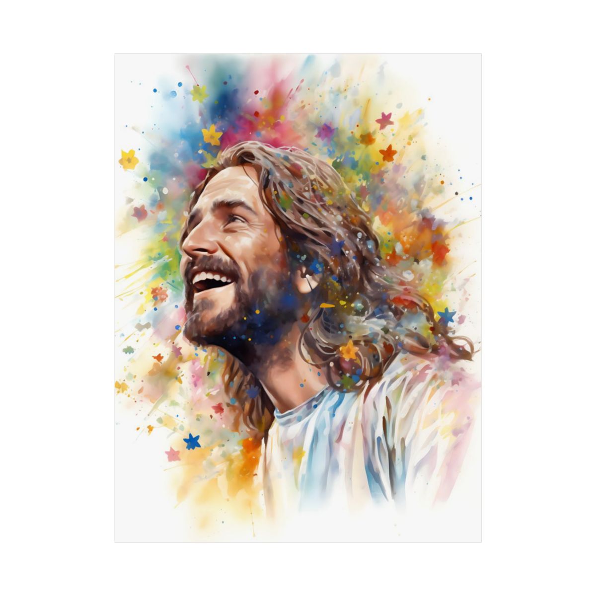“Our Joyful Savior Jesus Laughing" - Colorful Sunday School Art Print