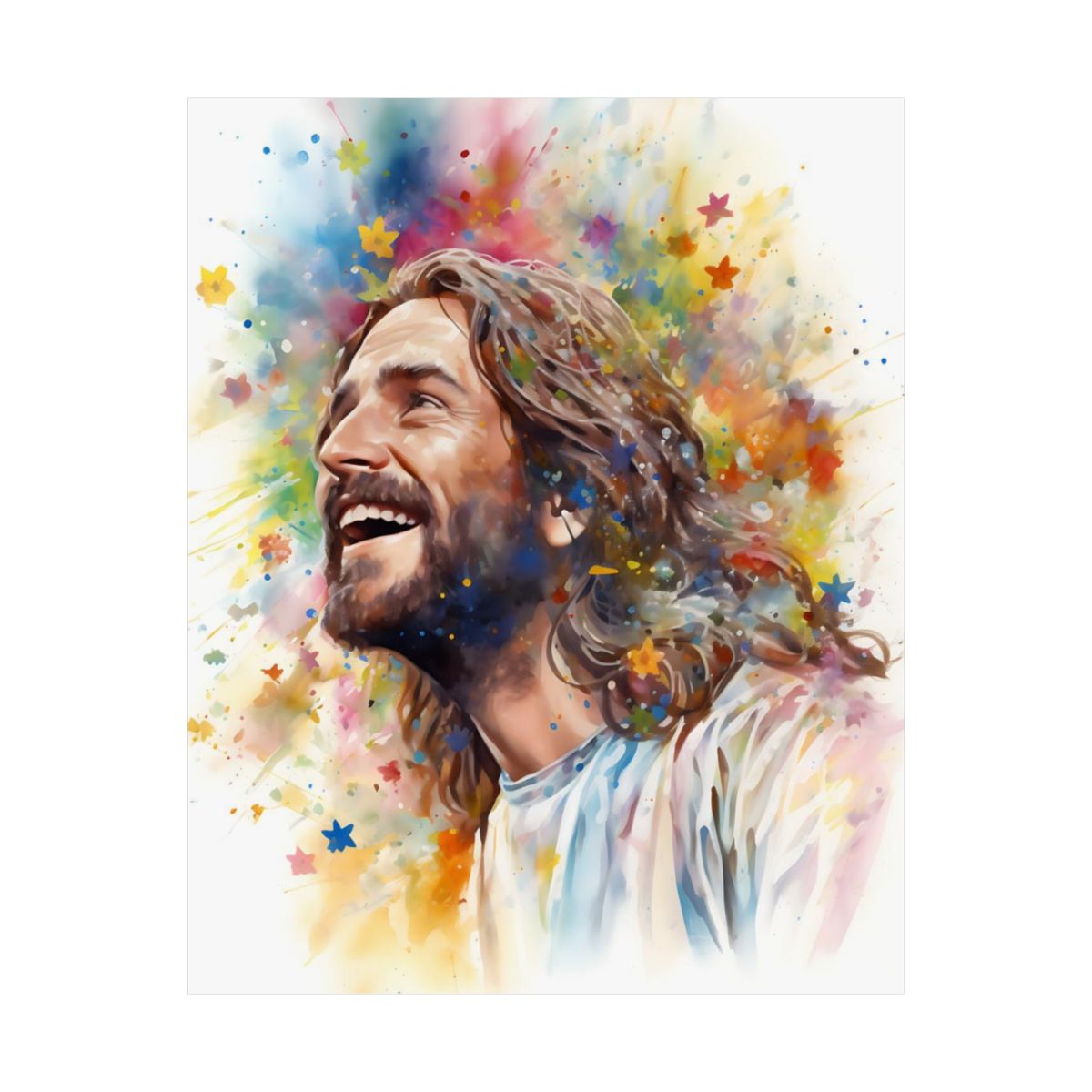 “Our Joyful Savior Jesus Laughing" - Colorful Sunday School Art Print