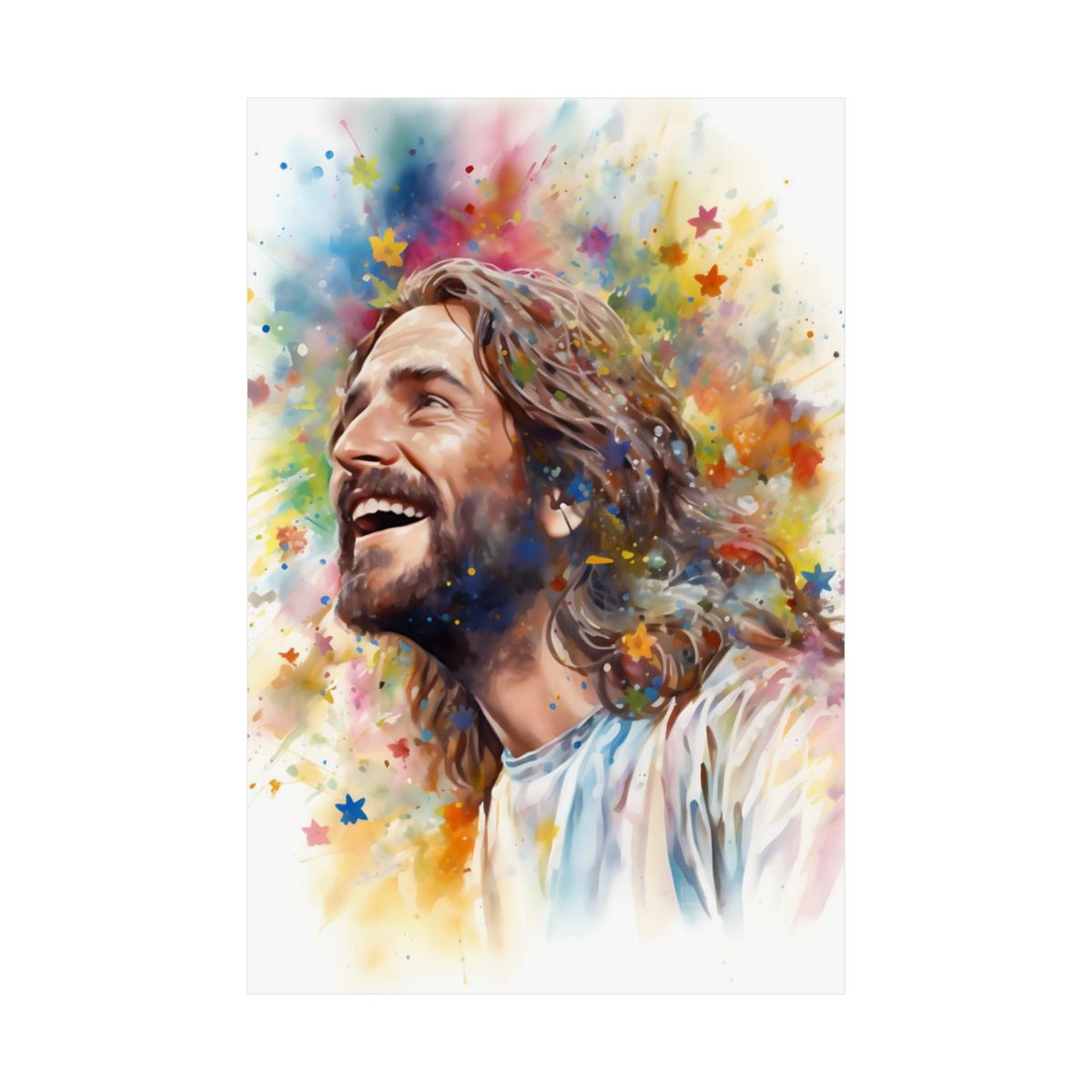 “Our Joyful Savior Jesus Laughing" - Colorful Sunday School Art Print