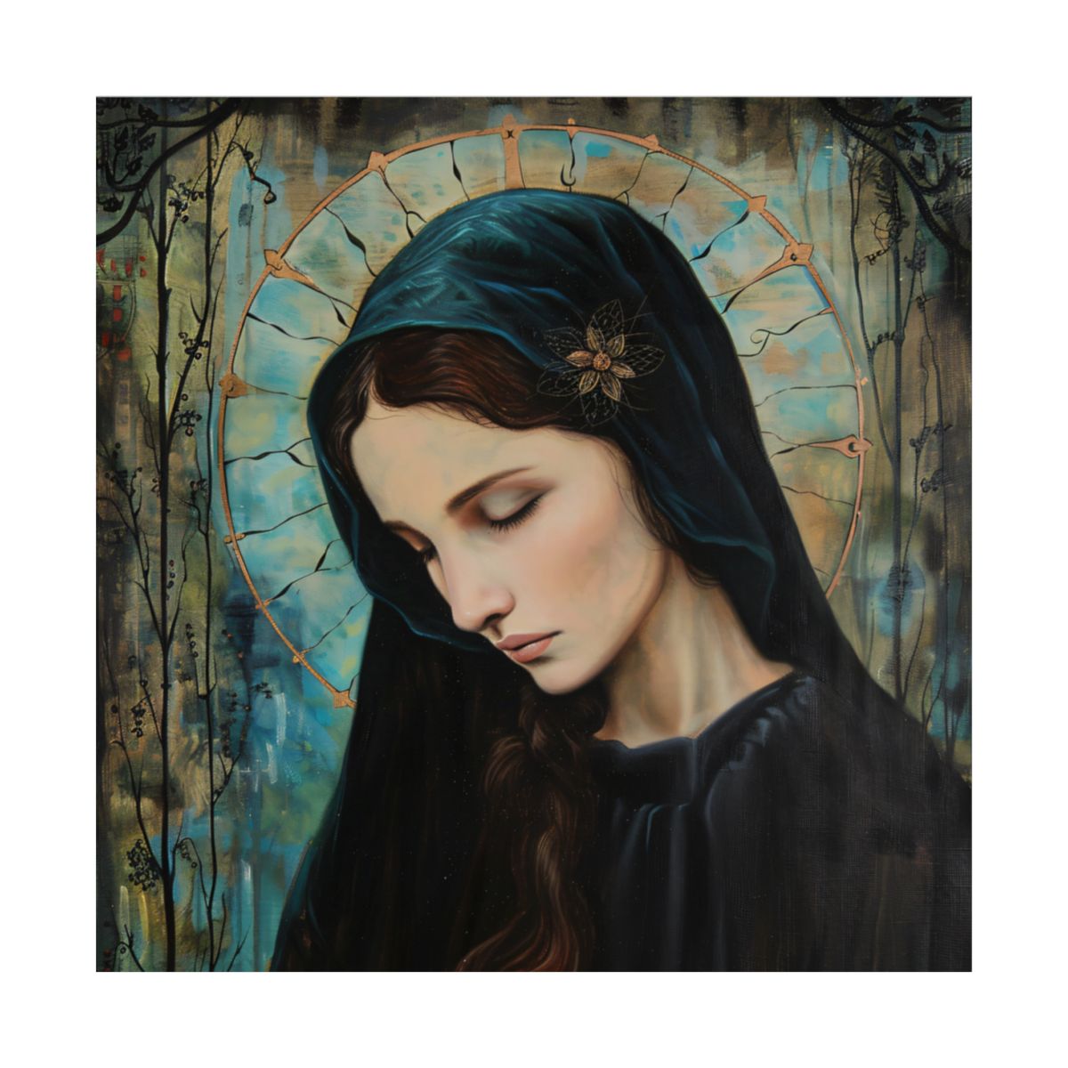 “Madonna In Blue” – Art Nouveau Virgin Mary Art Print