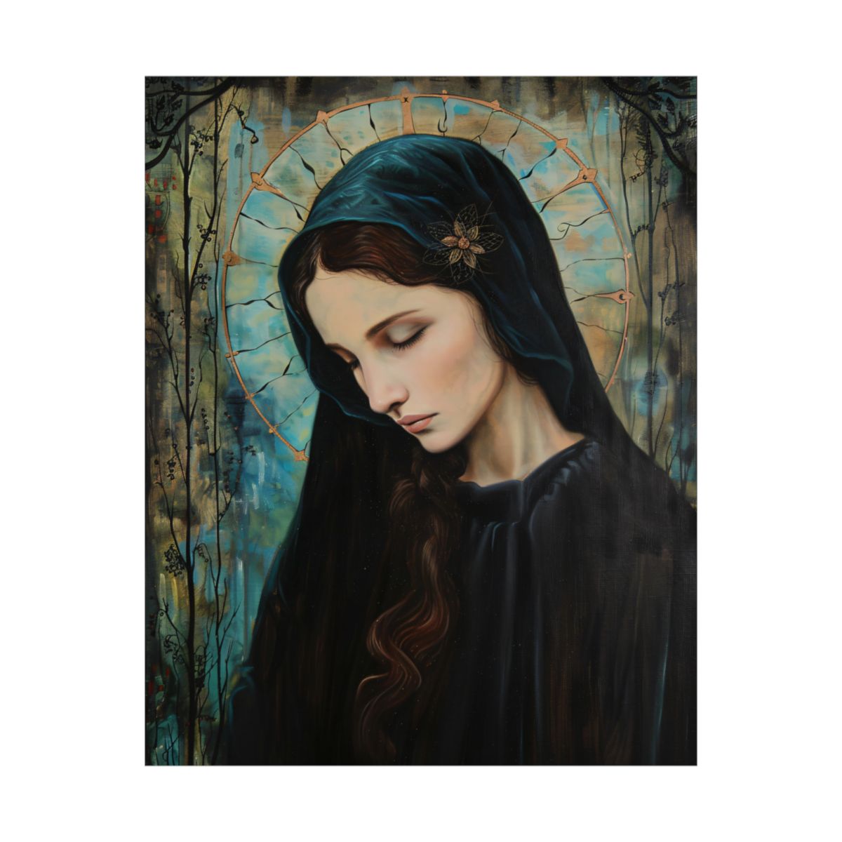 “Madonna In Blue” – Art Nouveau Virgin Mary Art Print