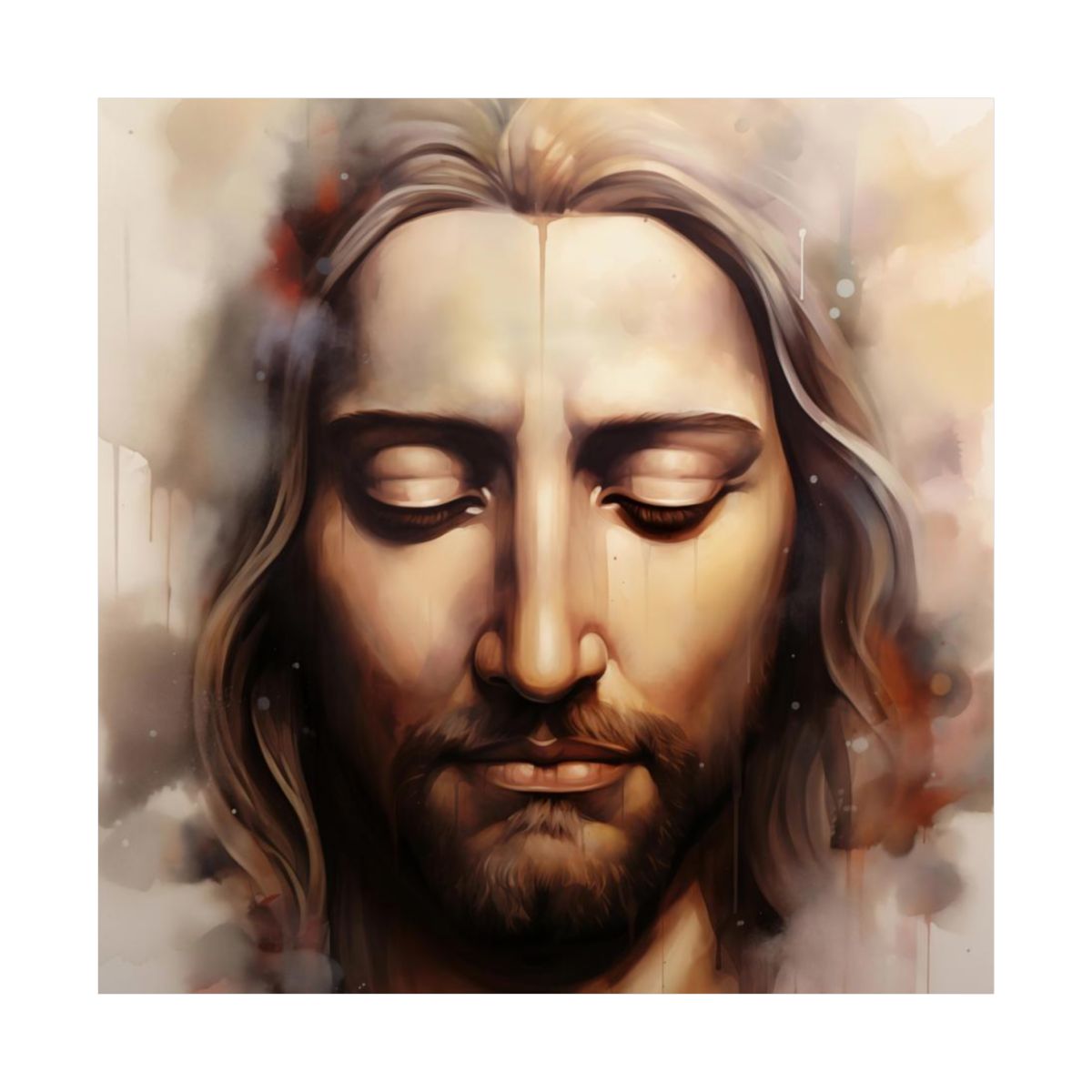 “Silent Prayer” – Watercolor-Style Jesus Art Print