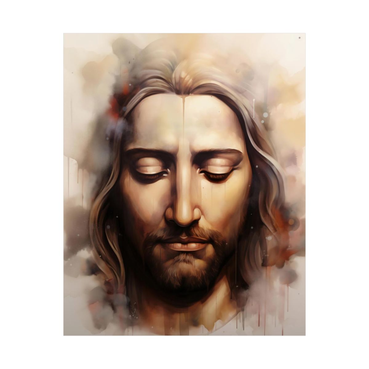 “Silent Prayer” – Watercolor-Style Jesus Art Print