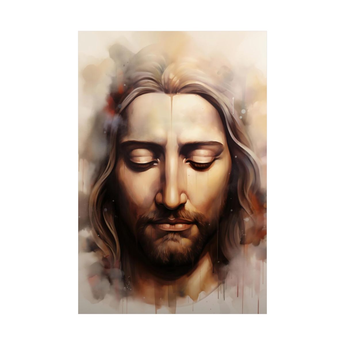 “Silent Prayer” – Watercolor-Style Jesus Art Print