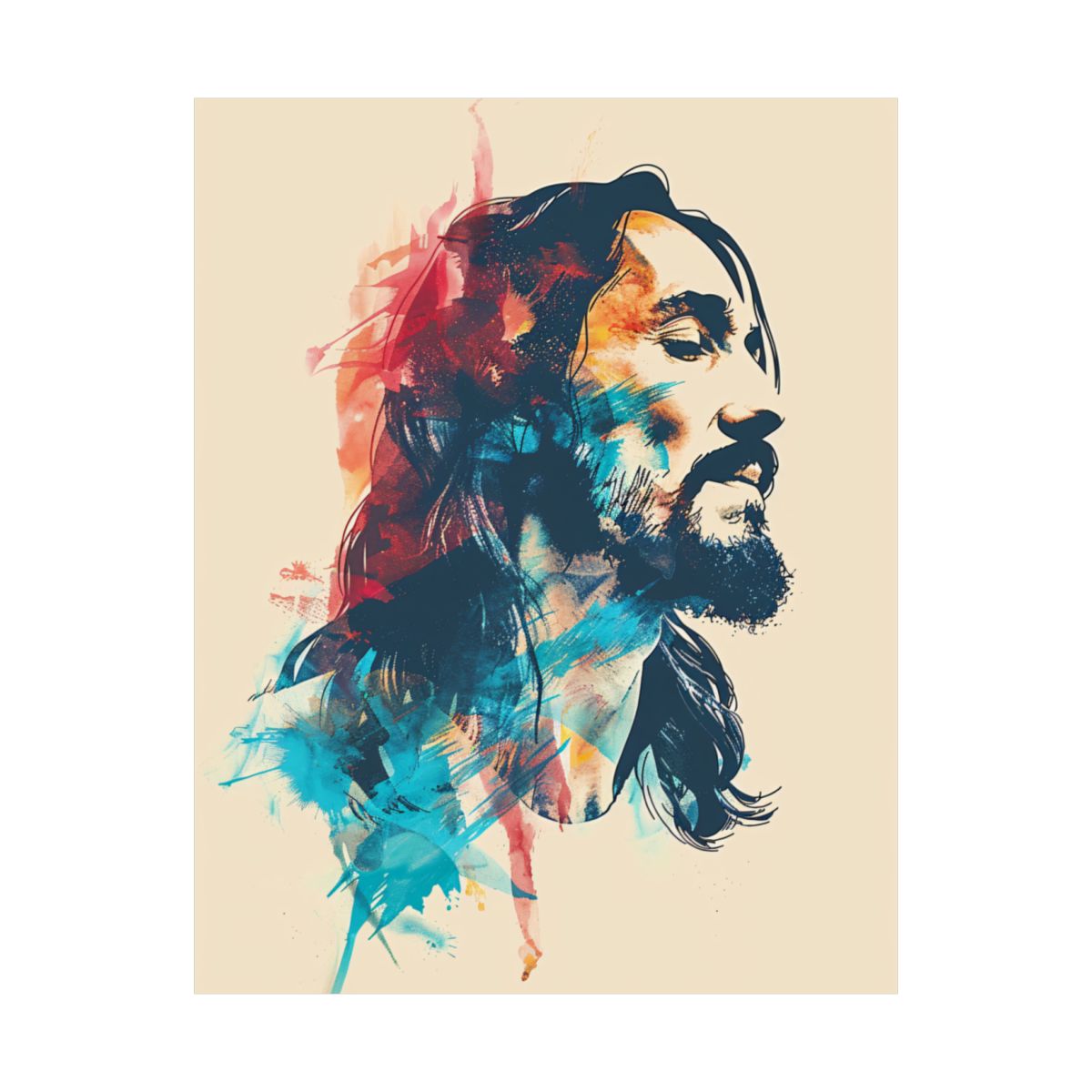 “Spirit And Color” – Modern Abstract Jesus Art Print