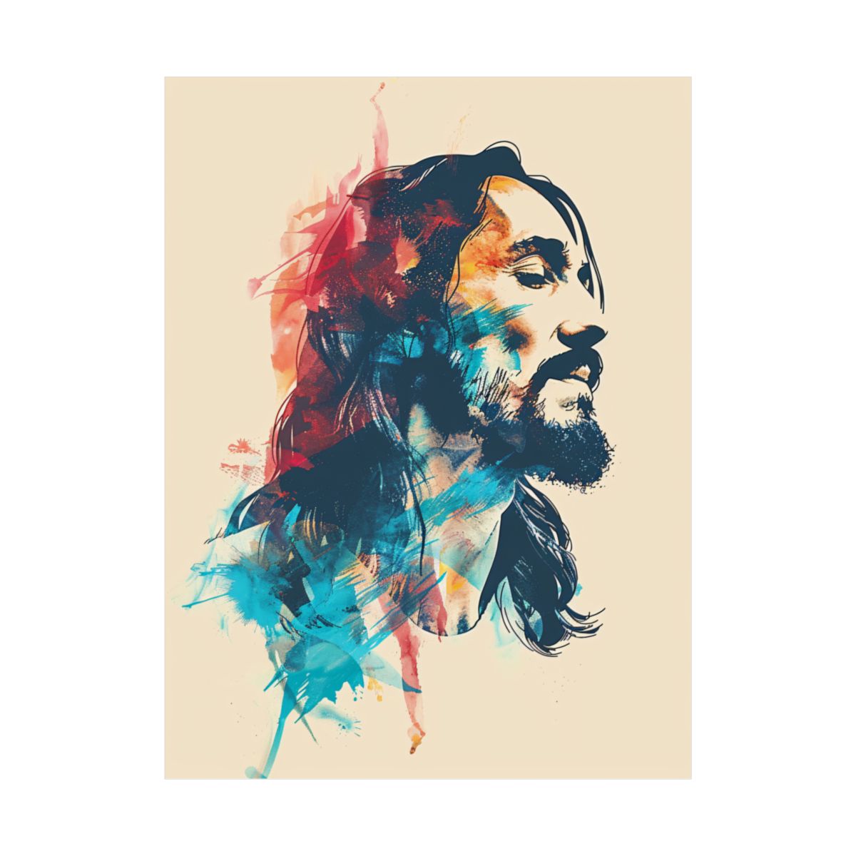 “Spirit And Color” – Modern Abstract Jesus Art Print