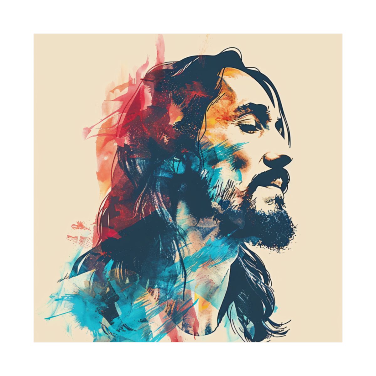 “Spirit And Color” – Modern Abstract Jesus Art Print