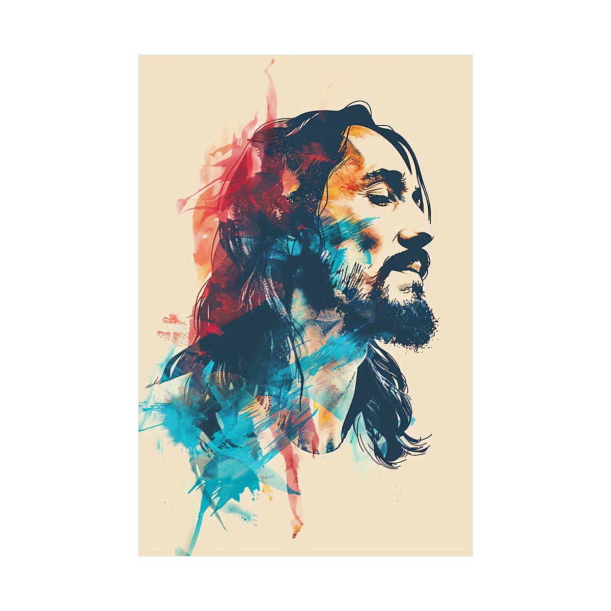 “Spirit And Color” – Modern Abstract Jesus Art Print